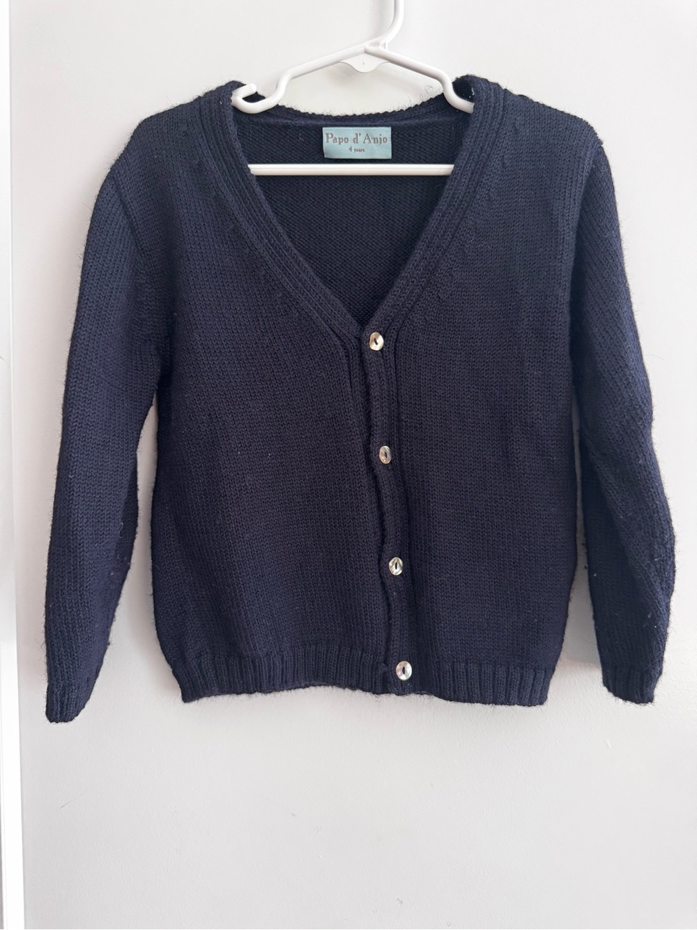 Papo d'Anjo Navy Boys Alpaca Wool Sweater Cardigan size 4 years